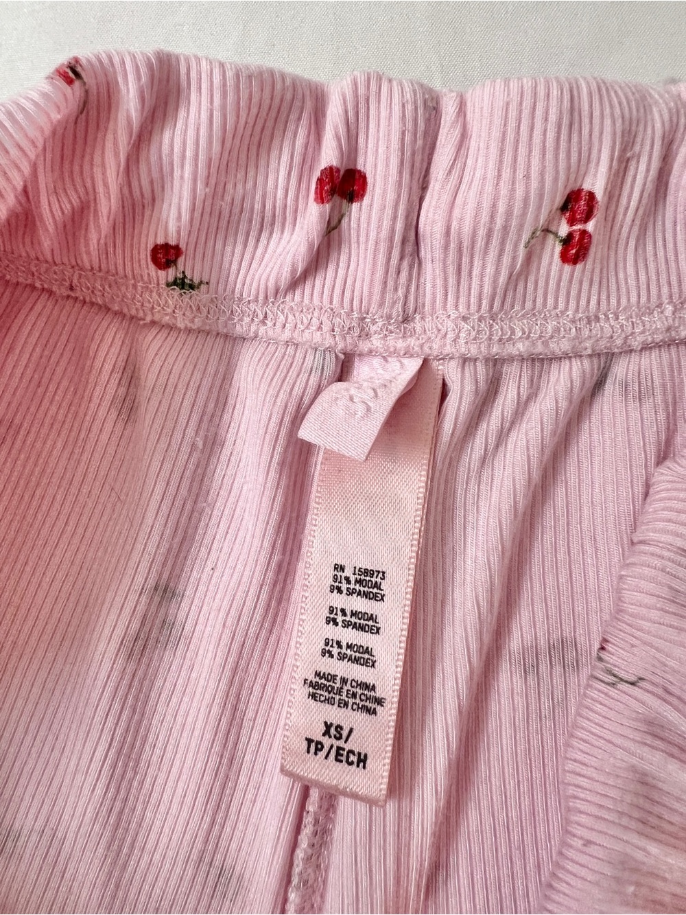 SKIMS Ribbed Soft Lounge Straight Leg Pants Pant Cherry Blossom Print Pink - Picture 3 of 3